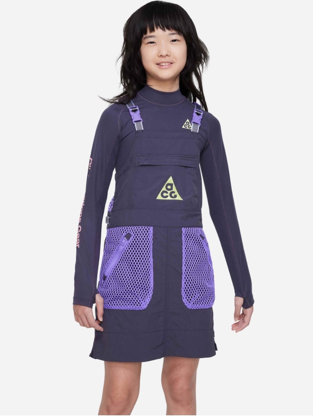 Nike ACG Girls Utility Dress Gridiron/Action Grape/Light Lemon Twist Large